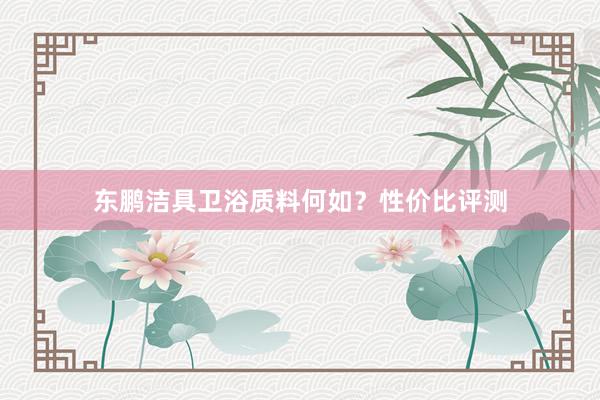 东鹏洁具卫浴质料何如？性价比评测